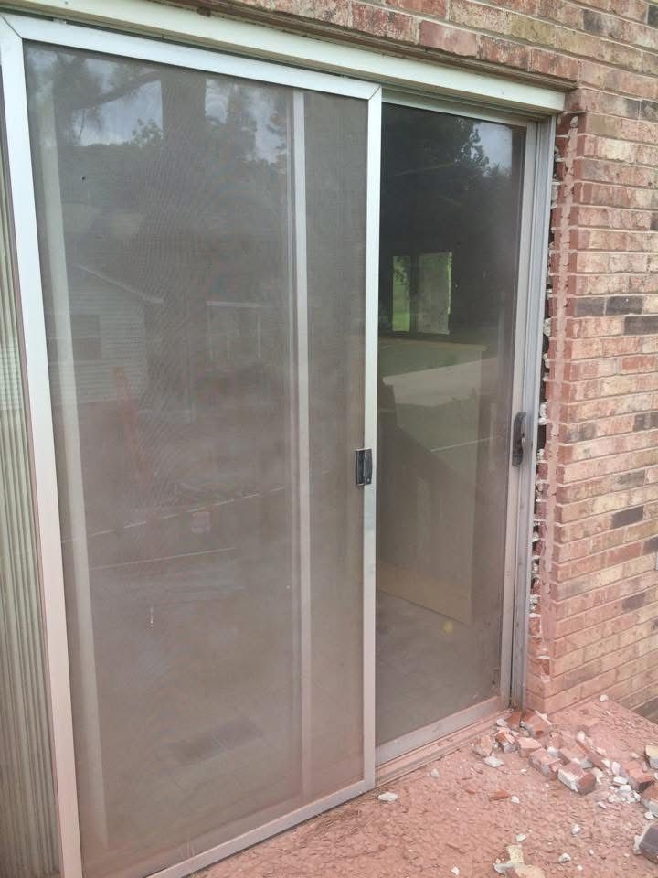 Brick opening being prepared for a new door